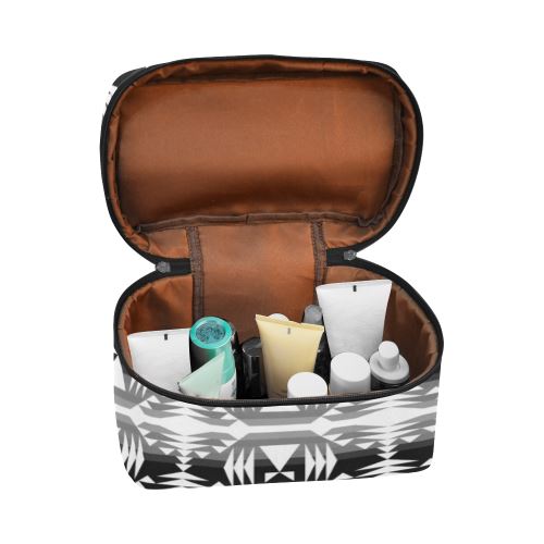 Between the Mountains Black and White Cosmetic Bag/Large (Model 1658) Cosmetic Bag e-joyer