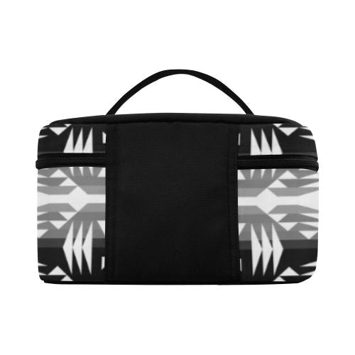 Between the Mountains Black and White Cosmetic Bag/Large (Model 1658) Cosmetic Bag e-joyer