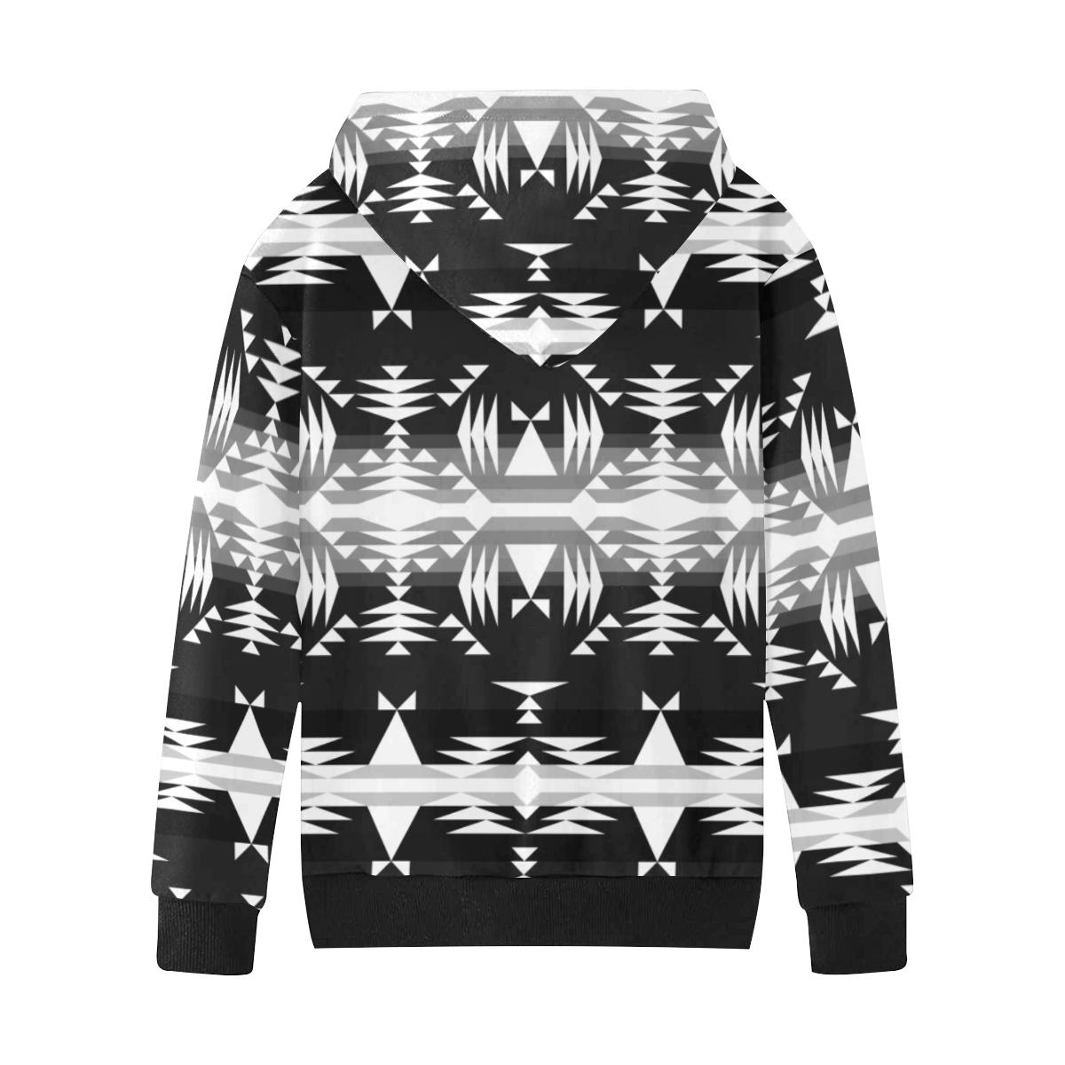 Between the Mountains Black and White Kids' All Over Print Hoodie (Model H38) Kids' AOP Hoodie (H38) e-joyer