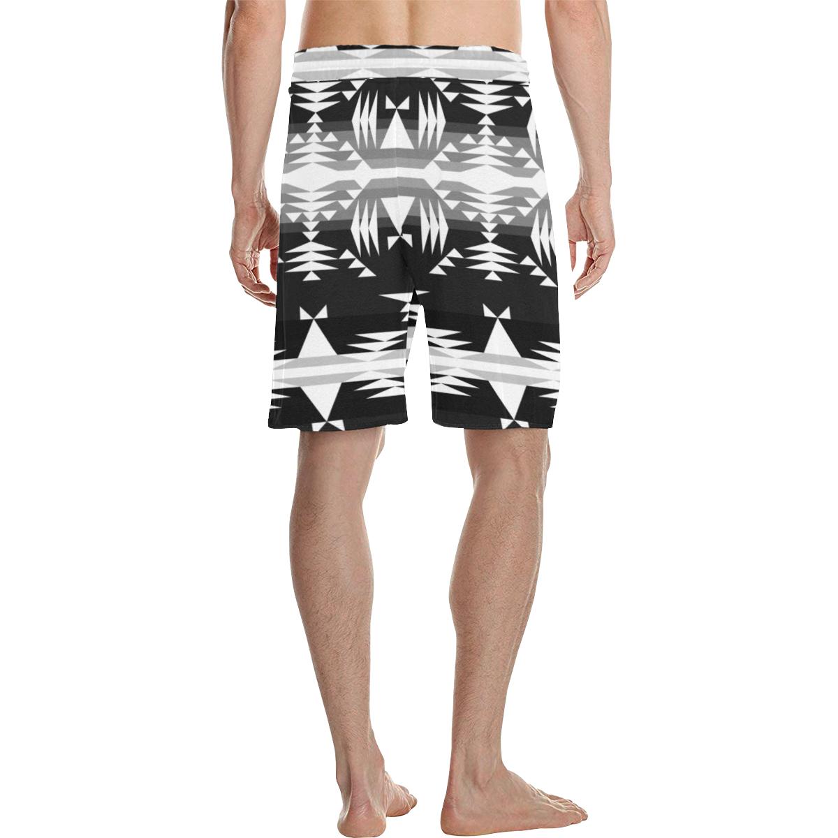 Between the Mountains Black and White Men's All Over Print Casual Shorts (Model L23) Men's Casual Shorts (L23) e-joyer