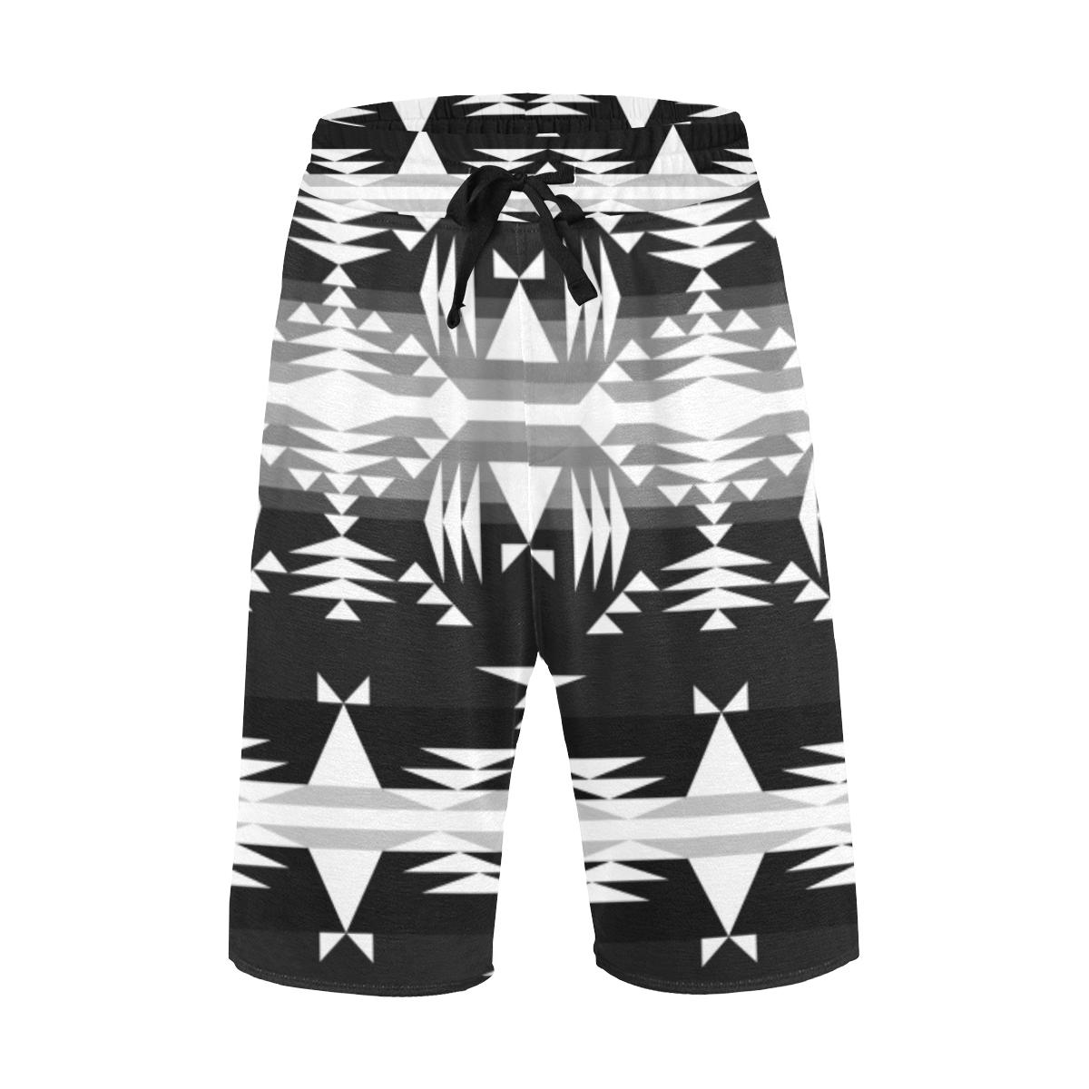 Between the Mountains Black and White Men's All Over Print Casual Shorts (Model L23) Men's Casual Shorts (L23) e-joyer