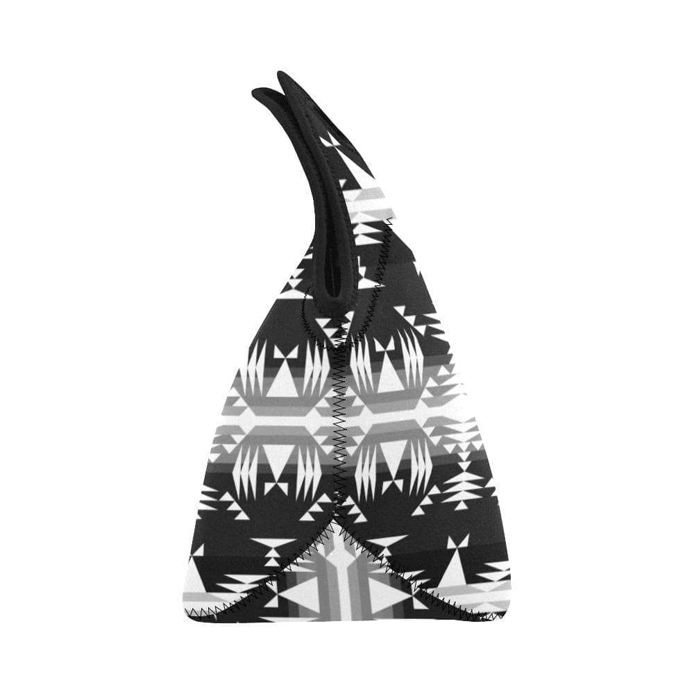 Between the Mountains Black and White Neoprene Lunch Bag/Small (Model 1669) Neoprene Lunch Bag/Small (1669) e-joyer