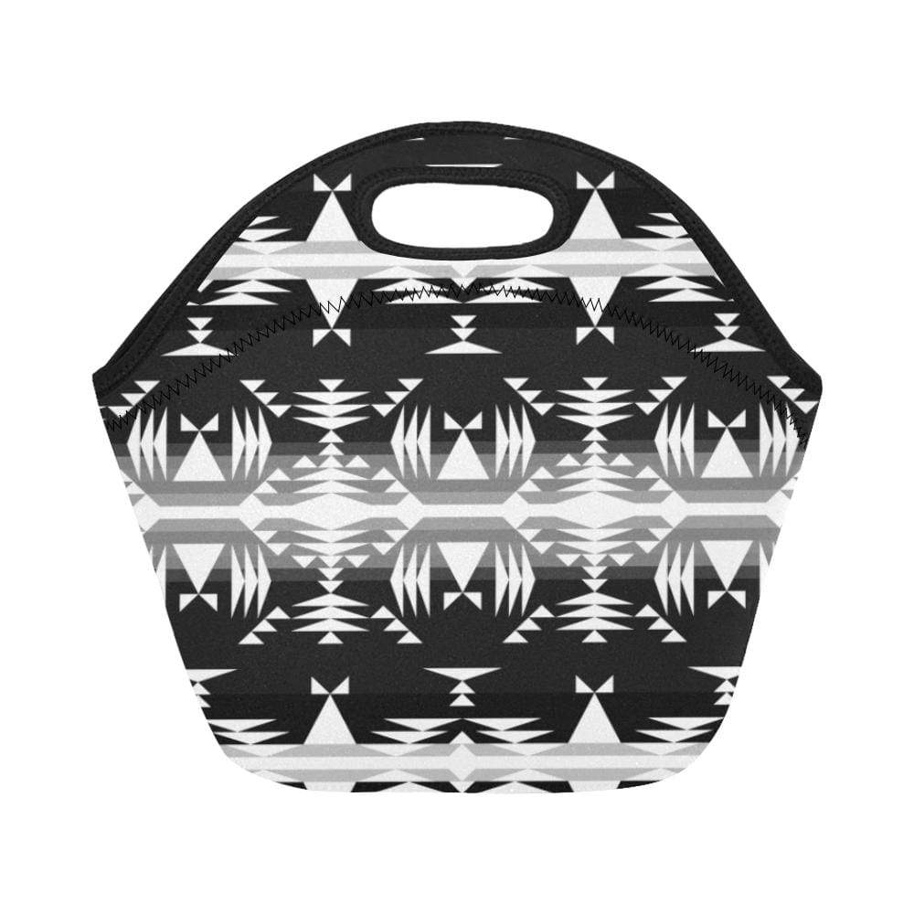 Between the Mountains Black and White Neoprene Lunch Bag/Small (Model 1669) Neoprene Lunch Bag/Small (1669) e-joyer