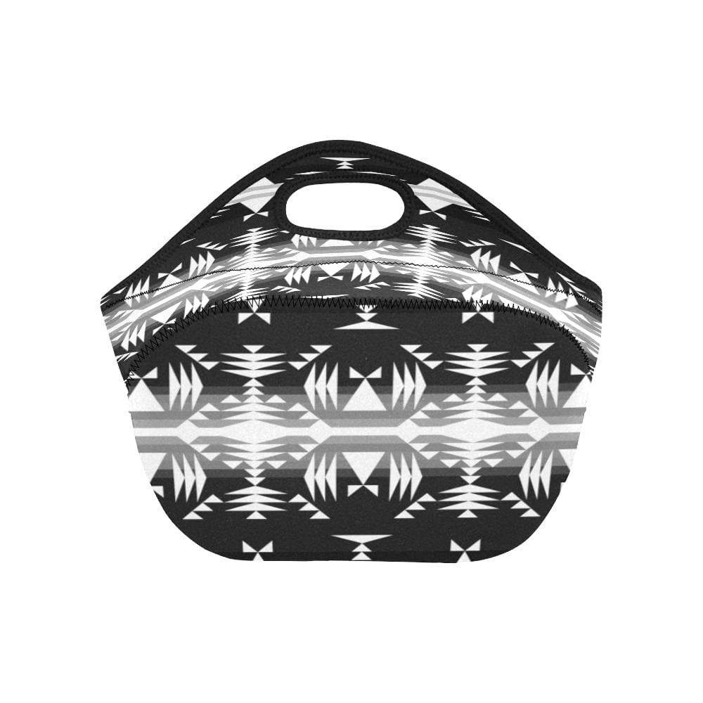 Between the Mountains Black and White Neoprene Lunch Bag/Small (Model 1669) Neoprene Lunch Bag/Small (1669) e-joyer