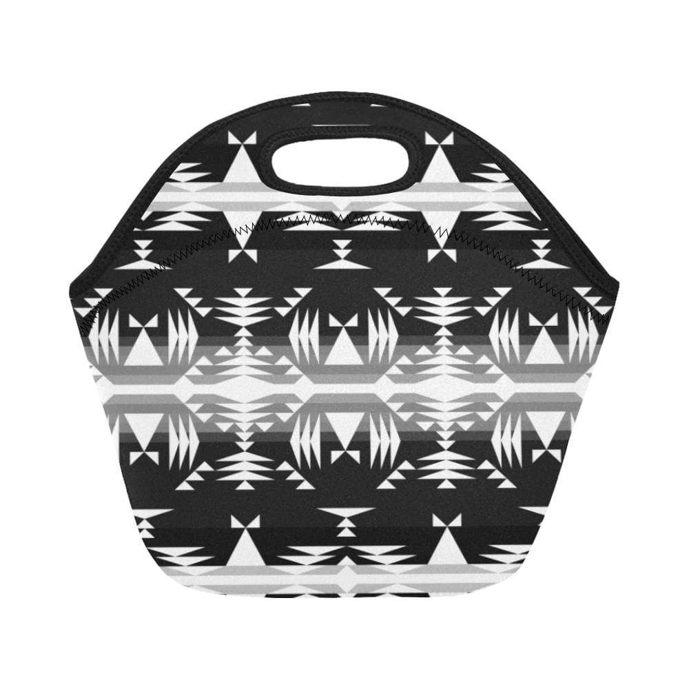 Between the Mountains Black and White Neoprene Lunch Bag/Small (Model 1669) Neoprene Lunch Bag/Small (1669) e-joyer