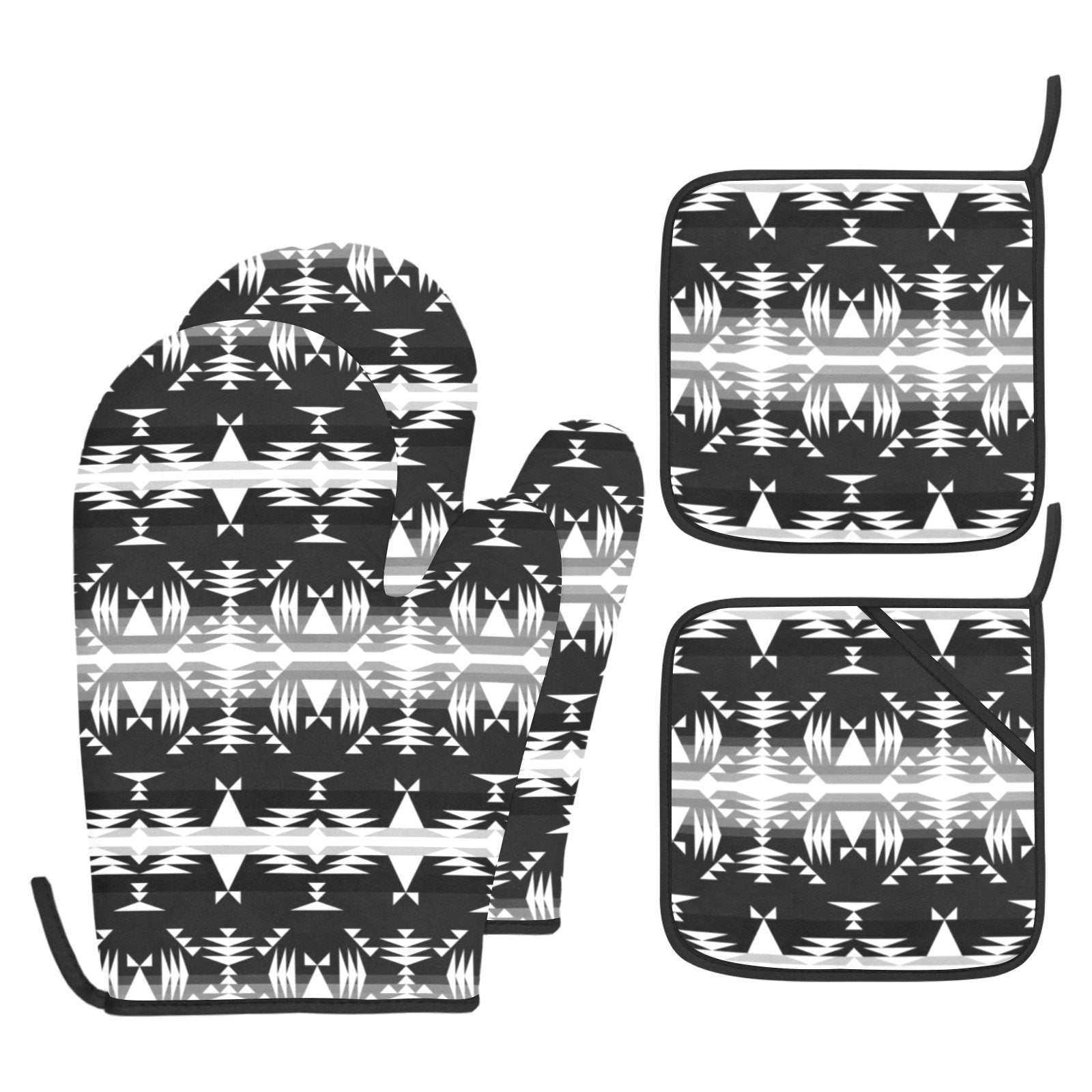 Between the Mountains Black and White Oven Mitt & Pot Holder Oven Mitt & Pot Holder e-joyer