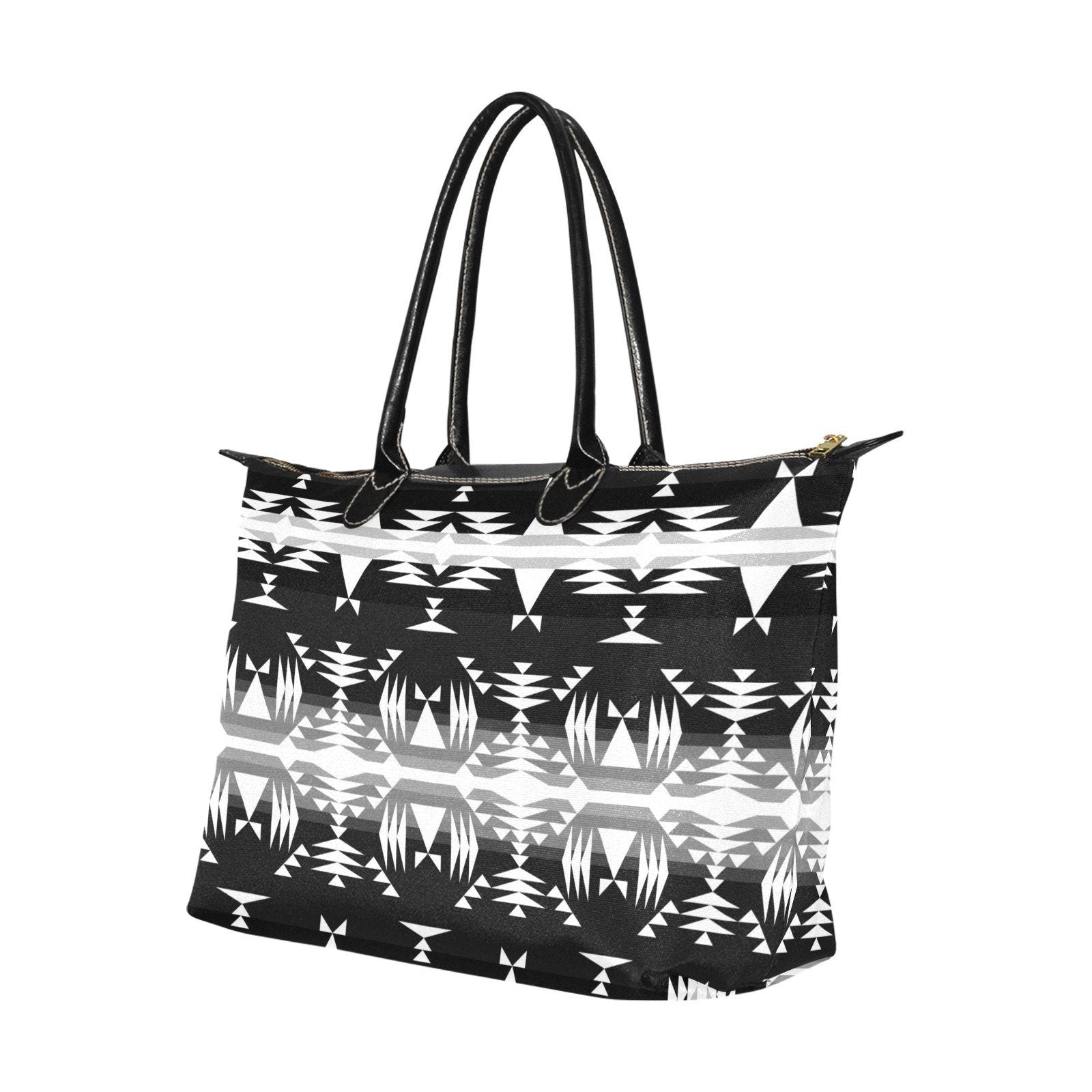Between the Mountains Black and White Single-Shoulder Lady Handbag (Model 1714) bag e-joyer