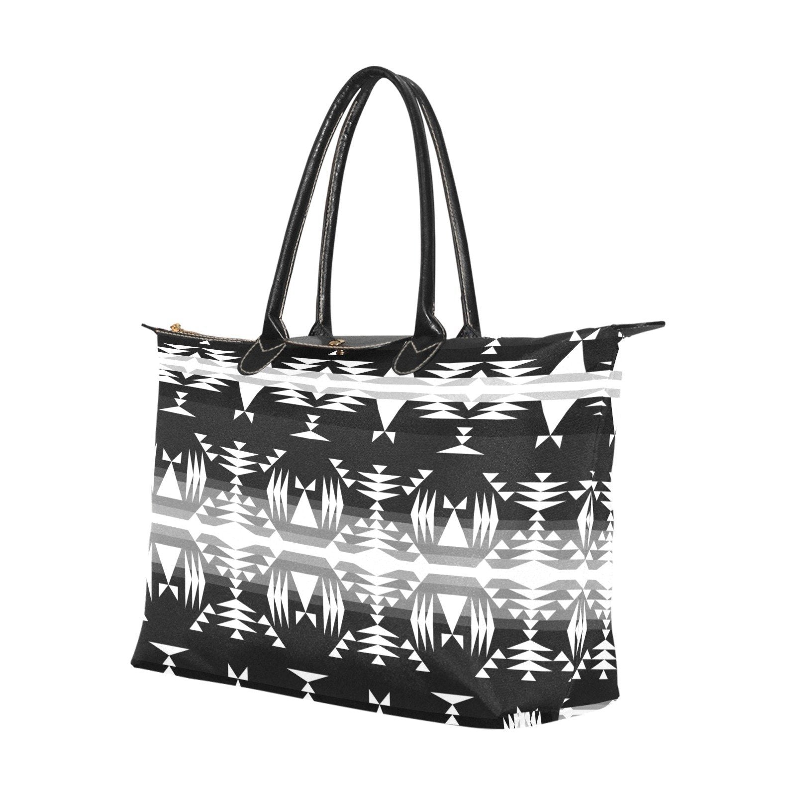 Between the Mountains Black and White Single-Shoulder Lady Handbag (Model 1714) bag e-joyer