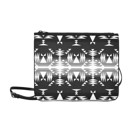 Between the Mountains Black and White Slim Clutch Bag (Model 1668) Slim Clutch Bags (1668) e-joyer 