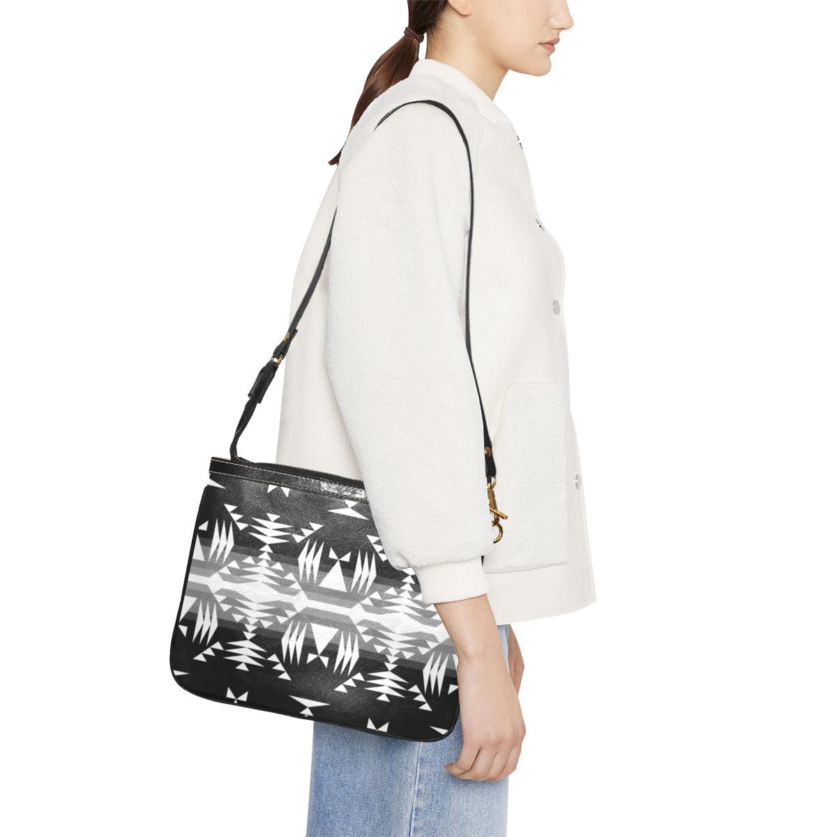 Between the Mountains Black and White Small Shoulder Bag (Model 1710) Small Shoulder Bag (1710) e-joyer