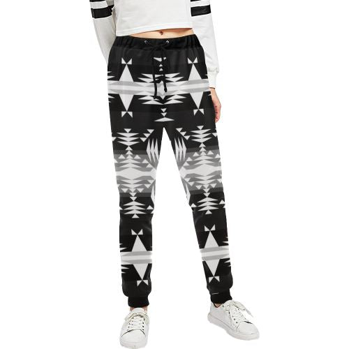 Between the Mountains Black and White Women's All Over Print Sweatpants (Model L11) Women's All Over Print Sweatpants (L11) e-joyer