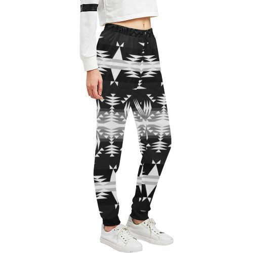 Between the Mountains Black and White Women's All Over Print Sweatpants (Model L11) Women's All Over Print Sweatpants (L11) e-joyer