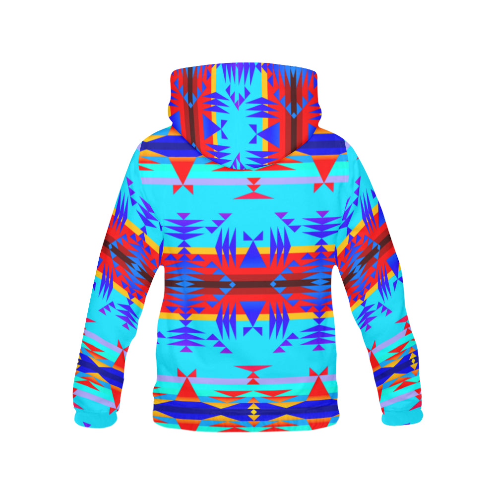 Between the Mountains Blue All Over Print Hoodie for Women (USA Size) (Model H13) Hoodie e-joyer
