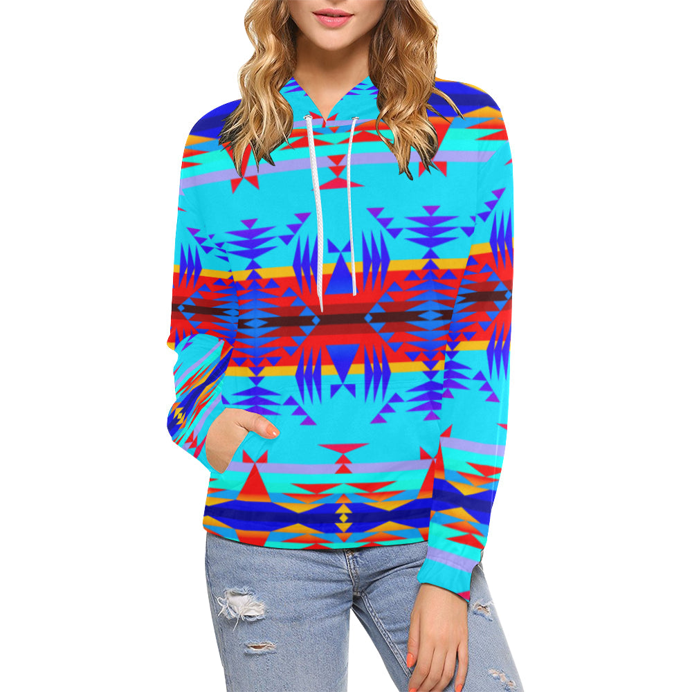 Between the Mountains Blue All Over Print Hoodie for Women (USA Size) (Model H13) Hoodie e-joyer