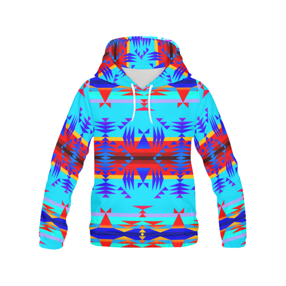 Between the Mountains Blue All Over Print Hoodie for Women (USA Size) (Model H13) Hoodie e-joyer