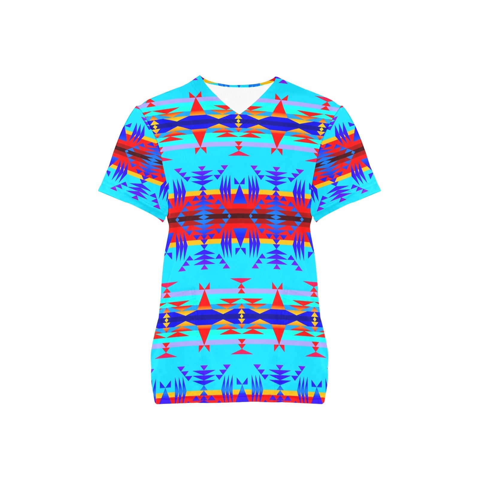 Between the Mountains Blue All Over Print Scrub Top Scrub Top e-joyer