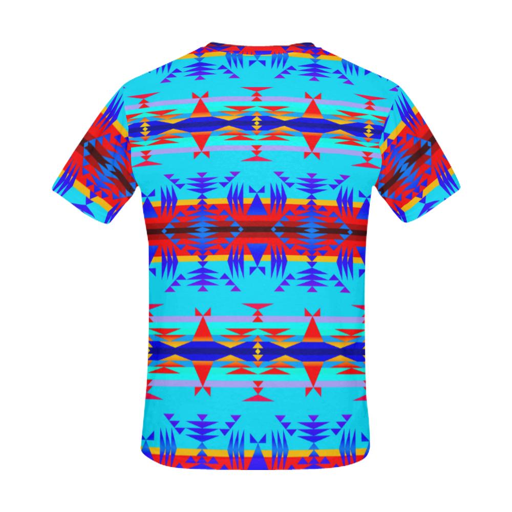 Between the Mountains Blue All Over Print T-Shirt for Men (USA Size) (Model T40) All Over Print T-Shirt for Men (T40) e-joyer