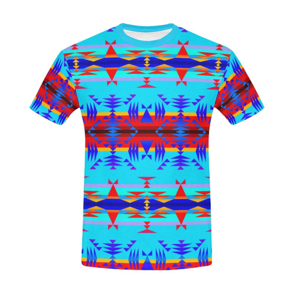 Between the Mountains Blue All Over Print T-Shirt for Men/Large Size (USA Size) Model T40) All Over Print T-Shirt for Men/Large (T40) e-joyer