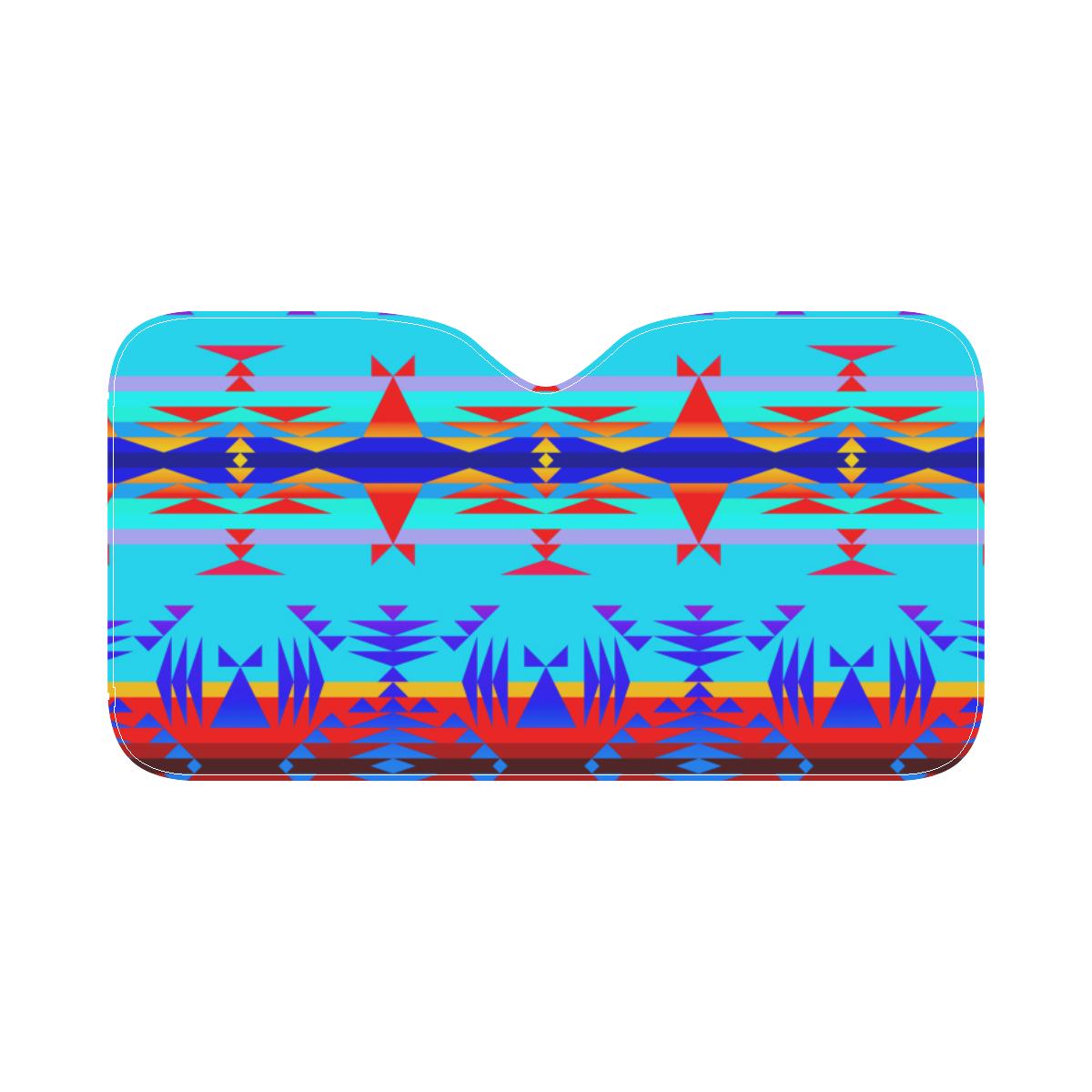 Between the Mountains Blue Car Sun Shade 55"x30" Car Sun Shade e-joyer