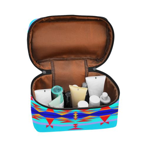 Between the Mountains Blue Cosmetic Bag/Large (Model 1658) Cosmetic Bag e-joyer