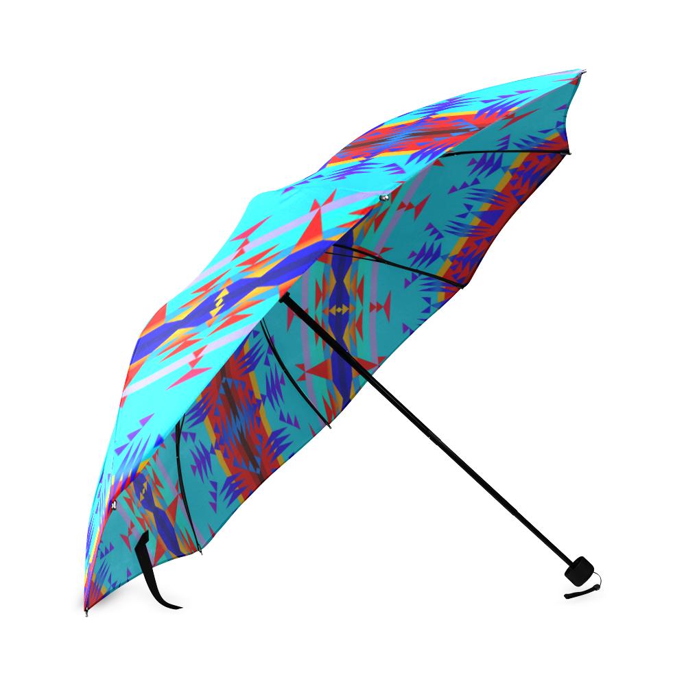 Between the Mountains Blue Foldable Umbrella Foldable Umbrella e-joyer