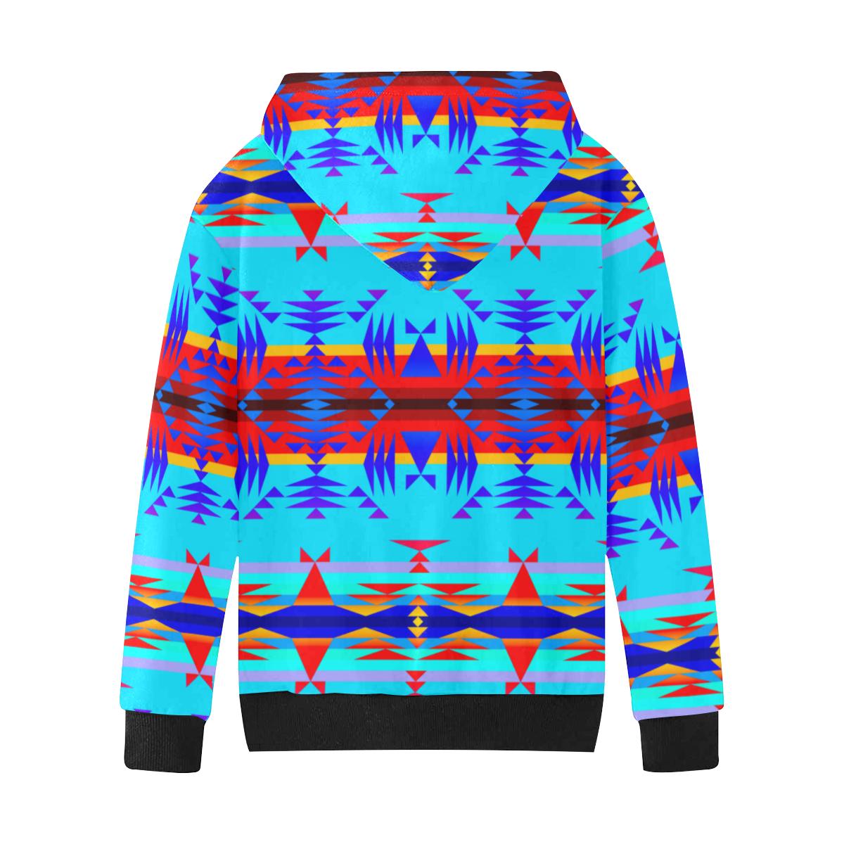 Between the Mountains Blue Kids' All Over Print Hoodie (Model H38) Kids' AOP Hoodie (H38) e-joyer