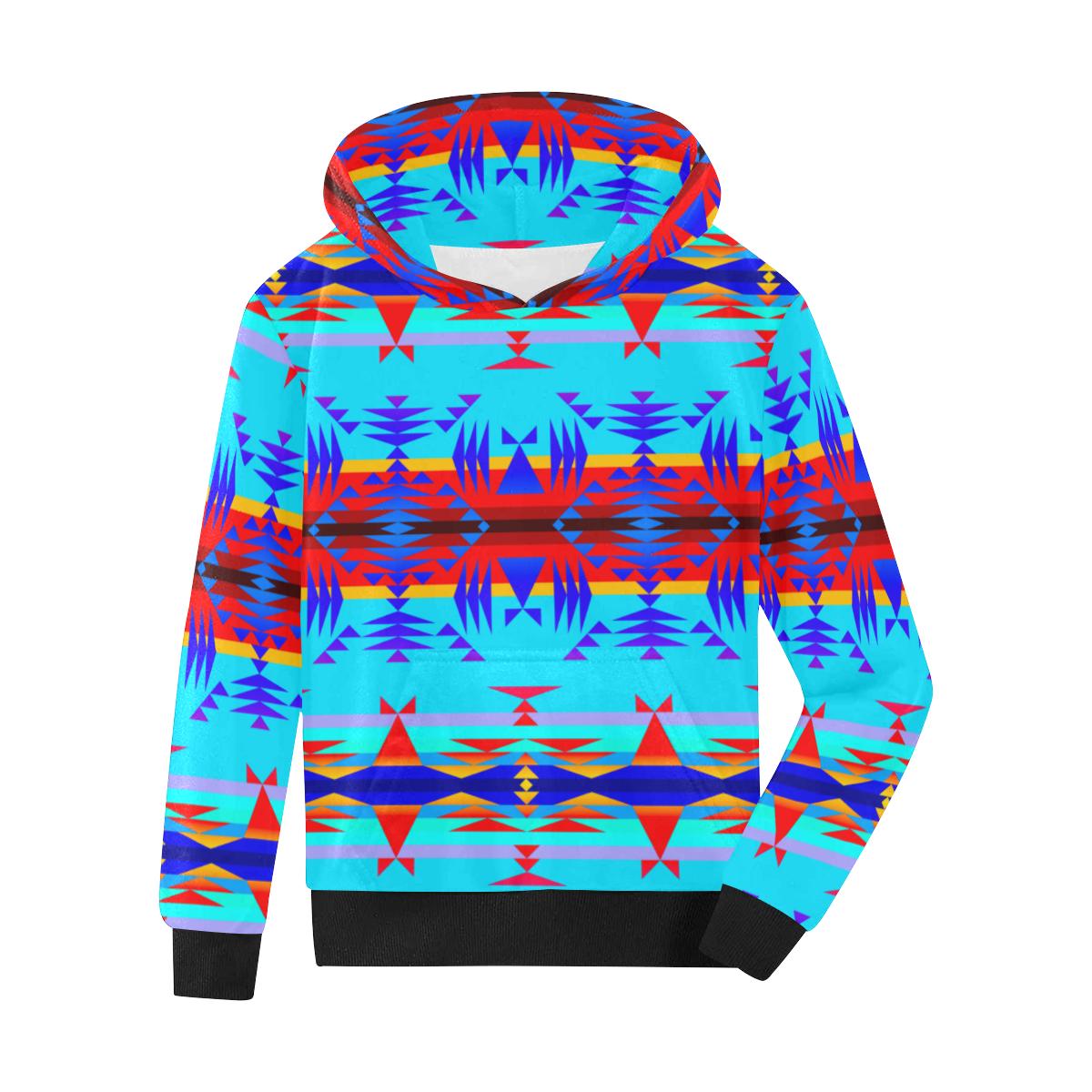 Between the Mountains Blue Kids' All Over Print Hoodie (Model H38) Kids' AOP Hoodie (H38) e-joyer