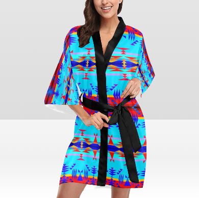 Between the Mountains Blue Kimono Robe Artsadd
