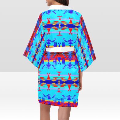 Between the Mountains Blue Kimono Robe Artsadd