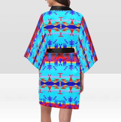 Between the Mountains Blue Kimono Robe Artsadd