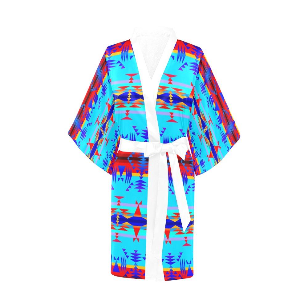 Between the Mountains Blue Kimono Robe Artsadd