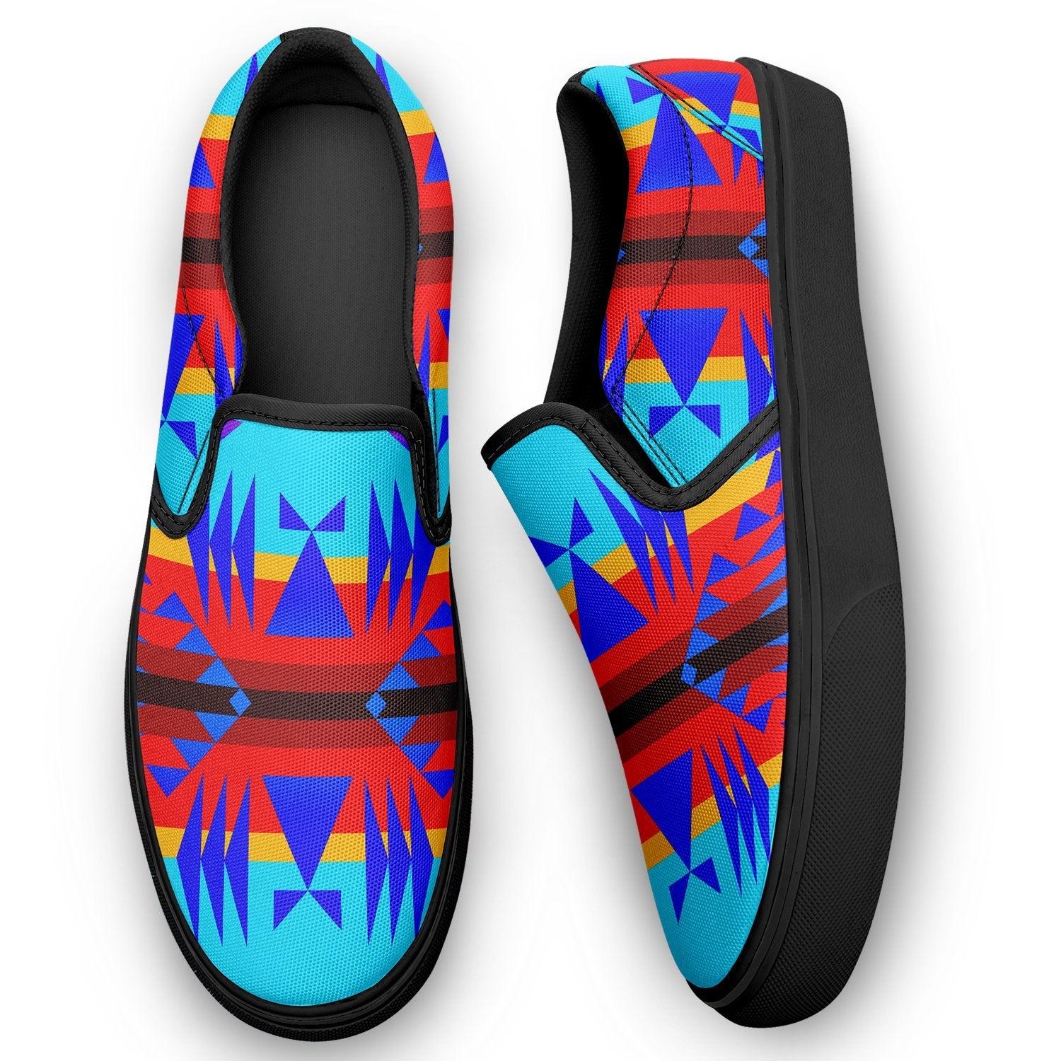 Between the Mountains Blue Otoyimm Canvas Slip On Shoes 49 Dzine