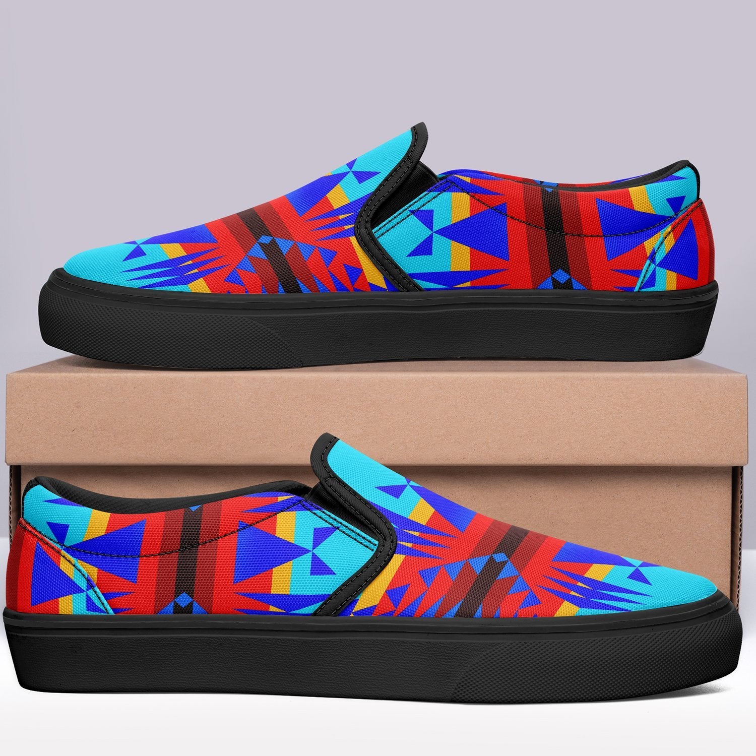 Between the Mountains Blue Otoyimm Canvas Slip On Shoes 49 Dzine