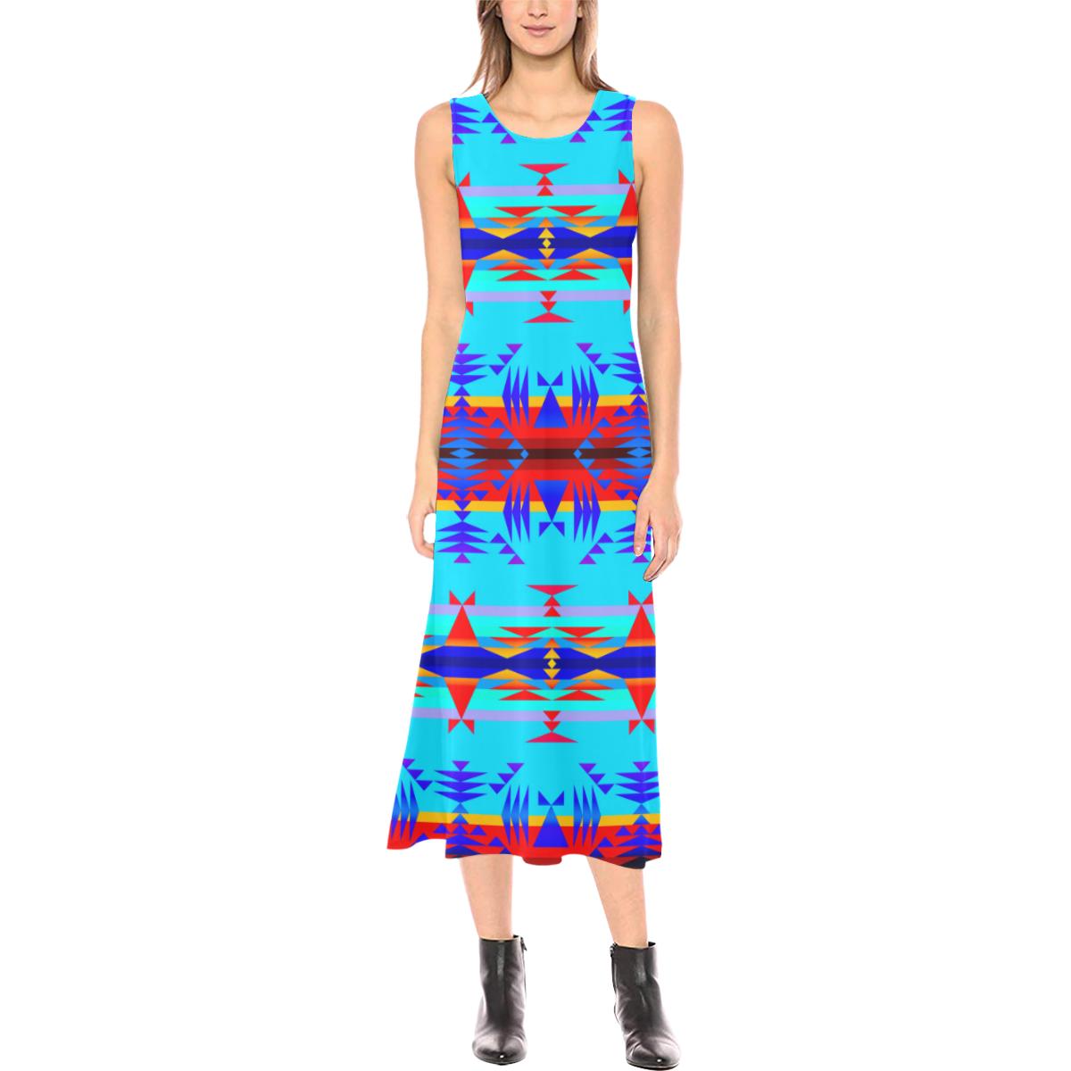 Between the Mountains Blue Phaedra Sleeveless Open Fork Long Dress (Model D08) Phaedra Sleeveless Open Fork Long Dress (D08) e-joyer