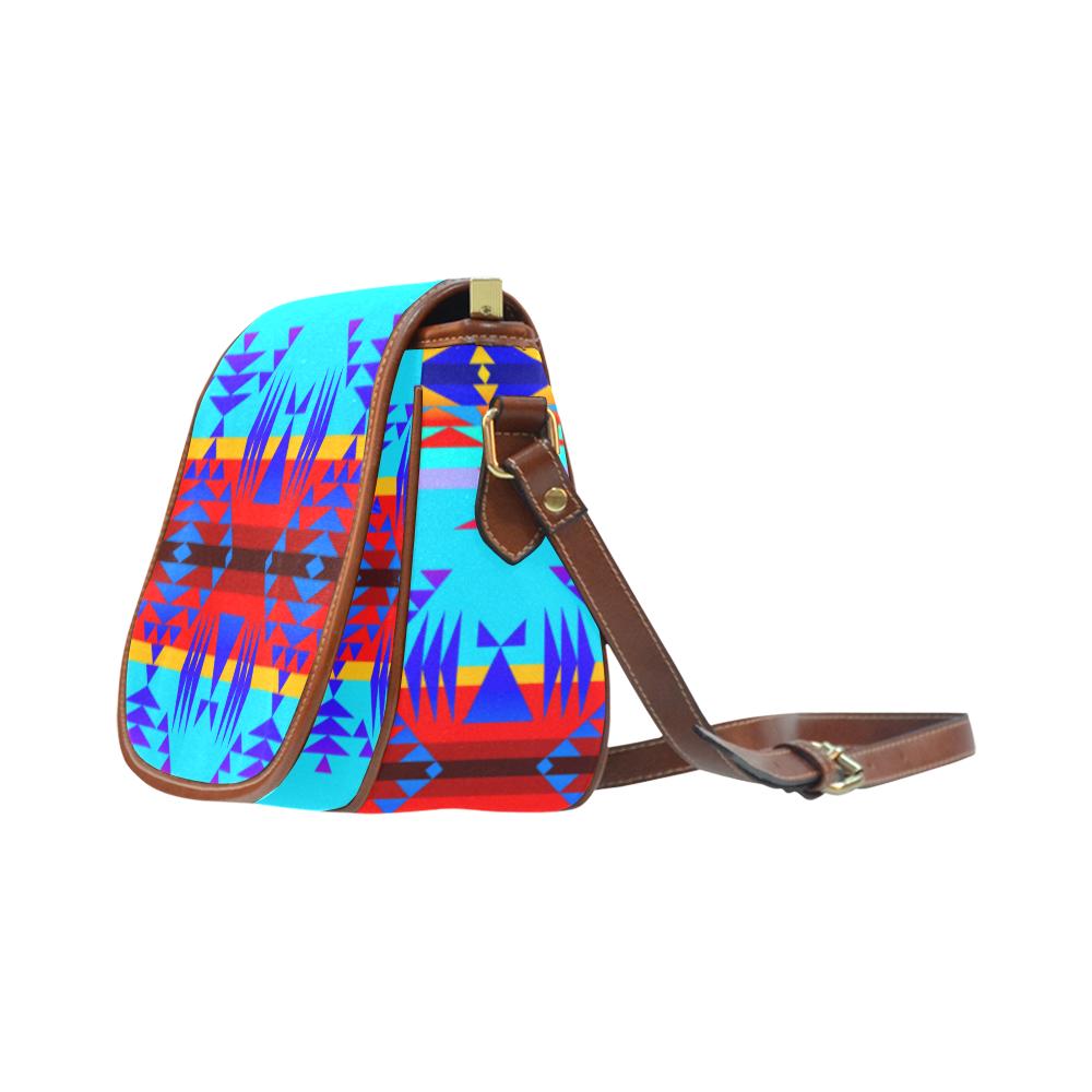 Between the Mountains Blue Saddle Bag/Small (Model 1649) Full Customization Saddle Bag/Small (Full Customization) e-joyer