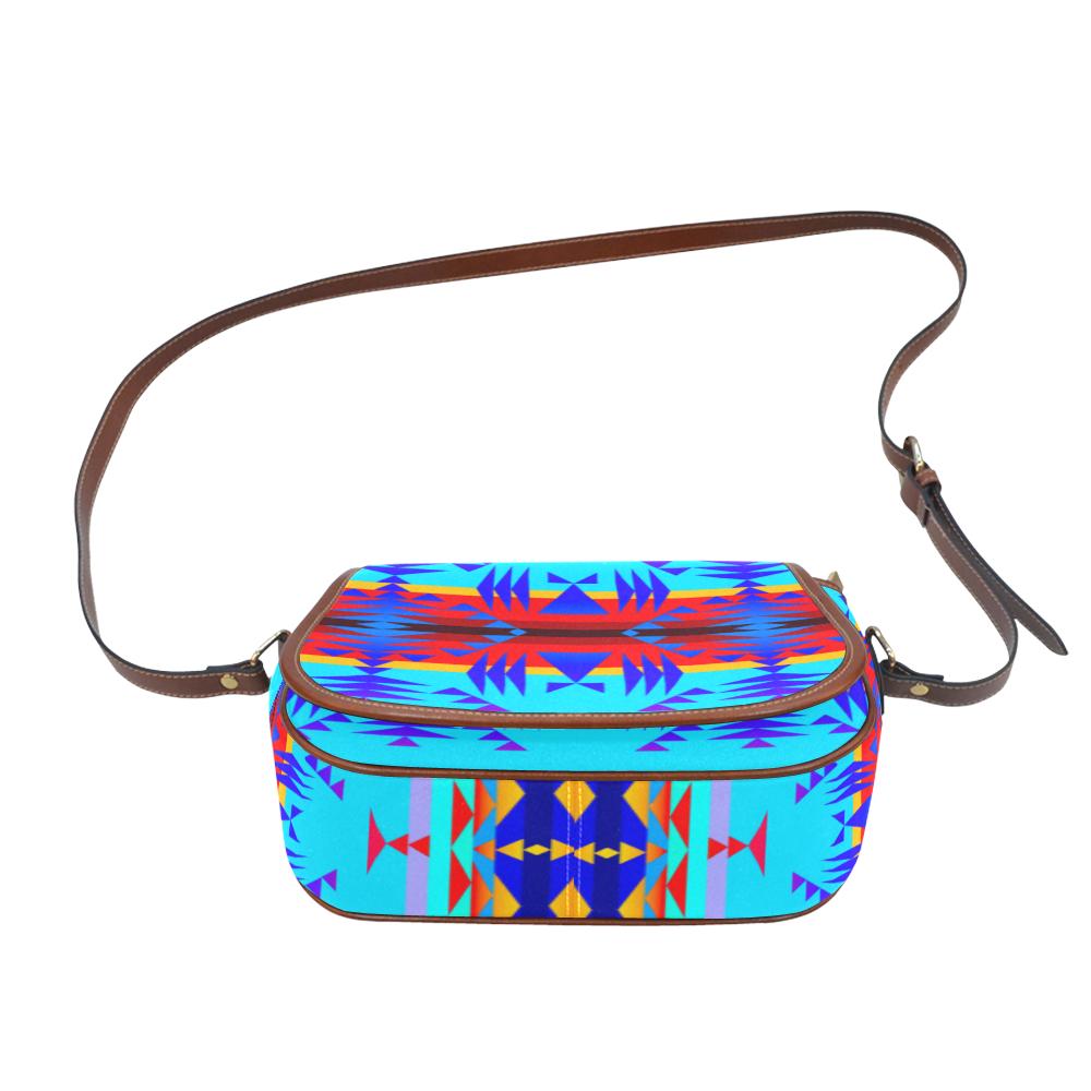 Between the Mountains Blue Saddle Bag/Small (Model 1649) Full Customization Saddle Bag/Small (Full Customization) e-joyer