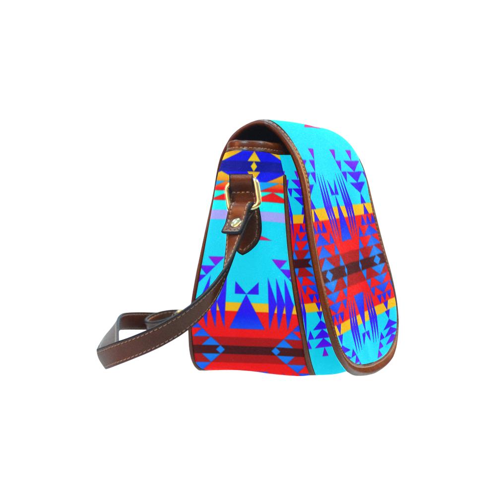 Between the Mountains Blue Saddle Bag/Small (Model 1649) Full Customization Saddle Bag/Small (Full Customization) e-joyer