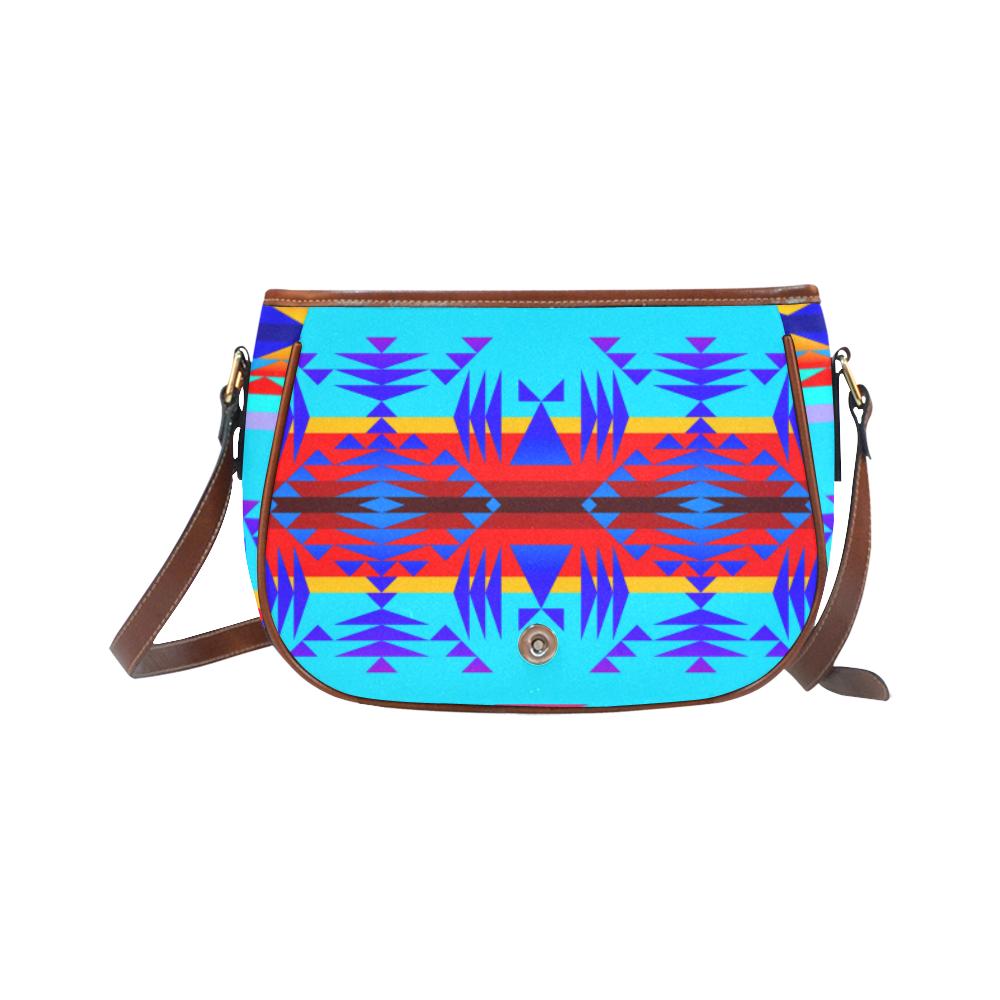 Between the Mountains Blue Saddle Bag/Small (Model 1649) Full Customization Saddle Bag/Small (Full Customization) e-joyer