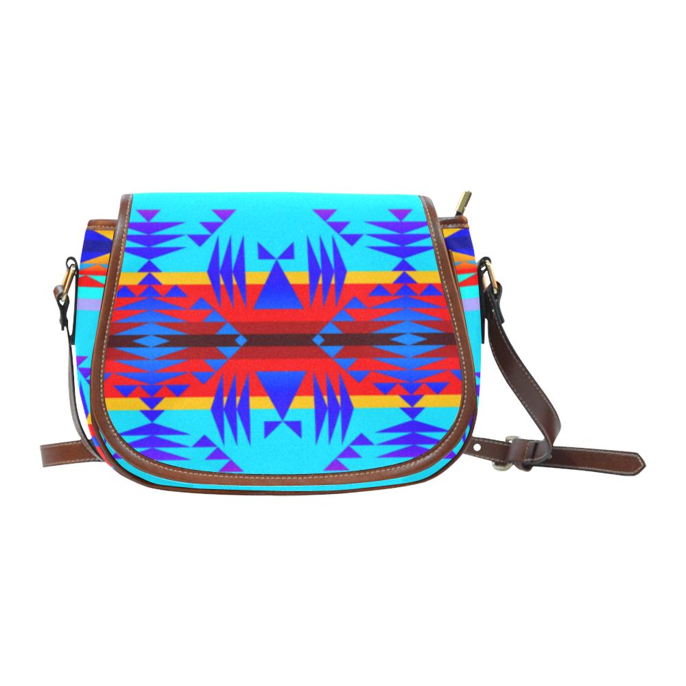 Between the Mountains Blue Saddle Bag/Small (Model 1649) Full Customization Saddle Bag/Small (Full Customization) e-joyer