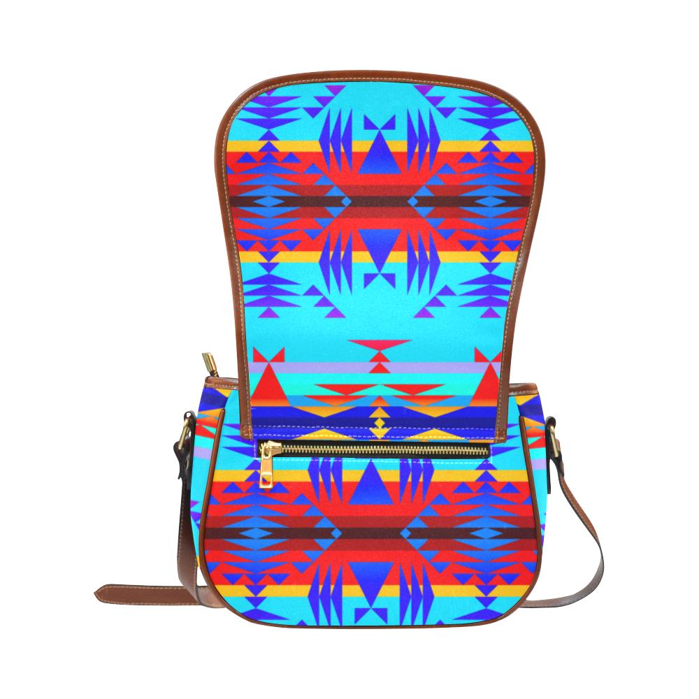 Between the Mountains Blue Saddle Bag/Small (Model 1649) Full Customization Saddle Bag/Small (Full Customization) e-joyer
