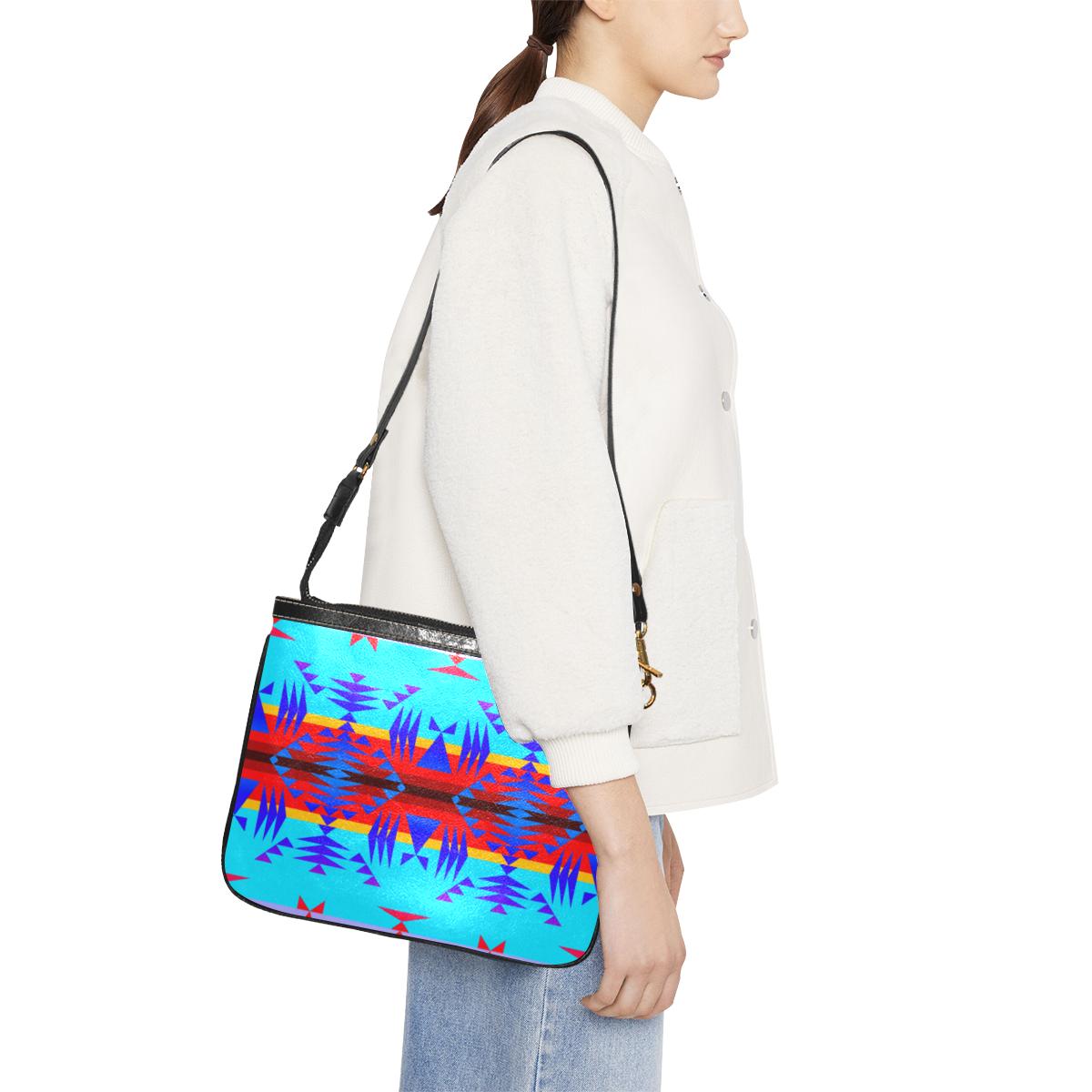 Between the Mountains Blue Small Shoulder Bag (Model 1710) Small Shoulder Bag (1710) e-joyer 