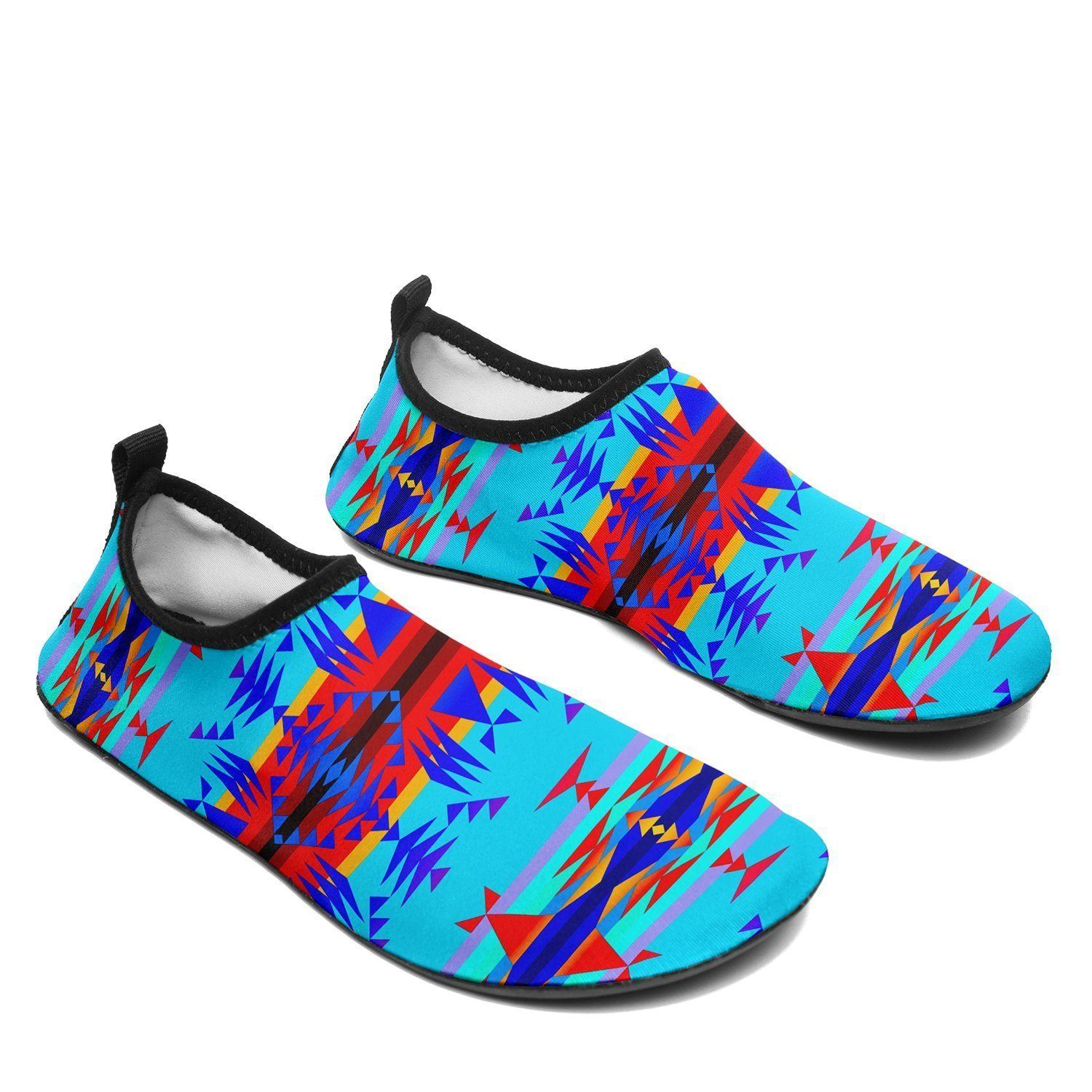 Between the Mountains Blue Sockamoccs Kid's Slip On Shoes 49 Dzine