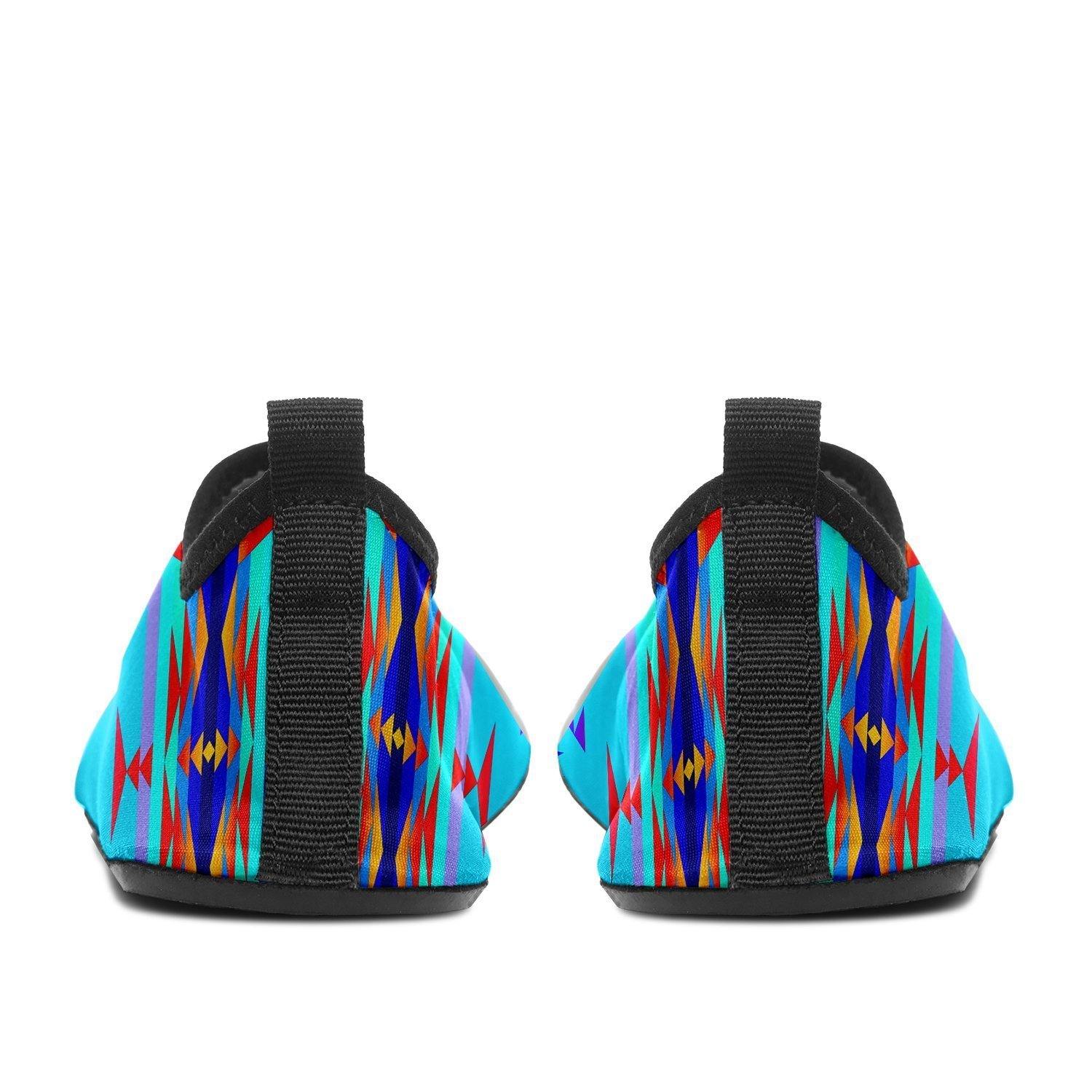 Between the Mountains Blue Sockamoccs Kid's Slip On Shoes 49 Dzine