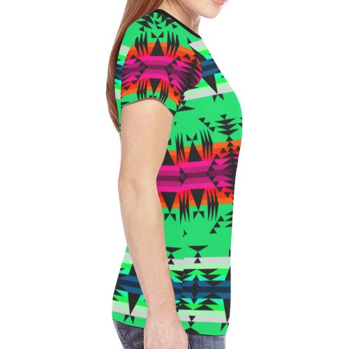 Between the Mountains Deep Lake New All Over Print T-shirt for Women (Model T45) New All Over Print T-shirt for Women (T45) e-joyer