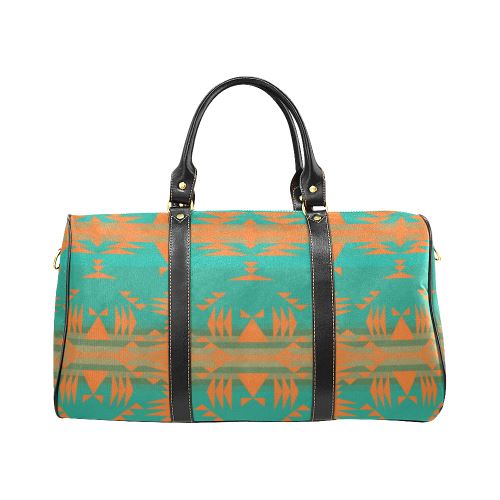 Between the Mountains Deep Lake Orange New Waterproof Travel Bag/Large (Model 1639) Waterproof Travel Bags (1639) e-joyer
