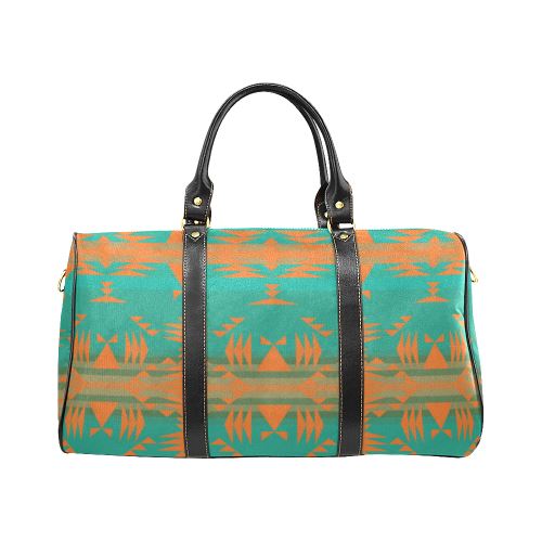 Between the Mountains Deep Lake Orange New Waterproof Travel Bag/Large (Model 1639) Waterproof Travel Bags (1639) e-joyer