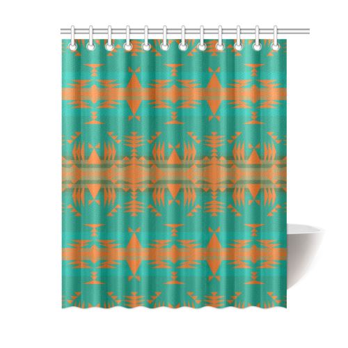 Between the Mountains Deep Lake Orange Shower Curtain 60"x72" Shower Curtain 60"x72" e-joyer