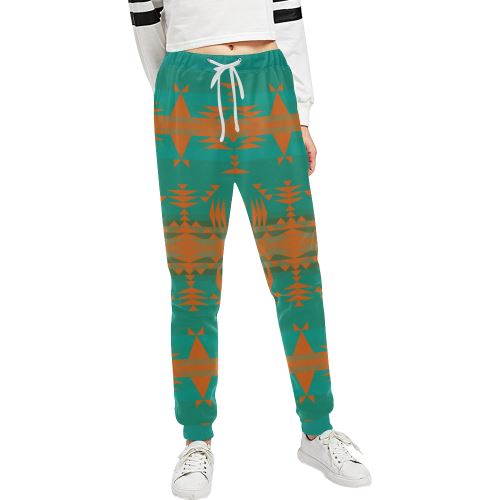 Between the Mountains Deep Lake Orange Women's All Over Print Sweatpants (Model L11) Women's All Over Print Sweatpants (L11) e-joyer