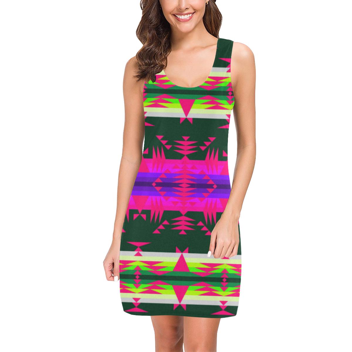 Between the Mountains Deep Lake Sunset IkstsÃmiwa Vest Dress (Model D06) Medea Vest Dress (D06) e-joyer