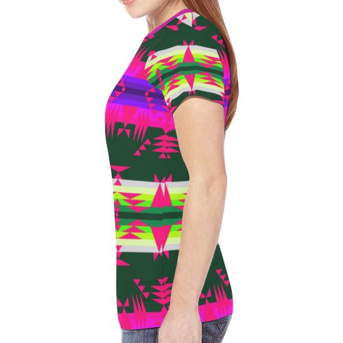 Between the Mountains Deep Lake Sunset New All Over Print T-shirt for Women (Model T45) New All Over Print T-shirt for Women (T45) e-joyer